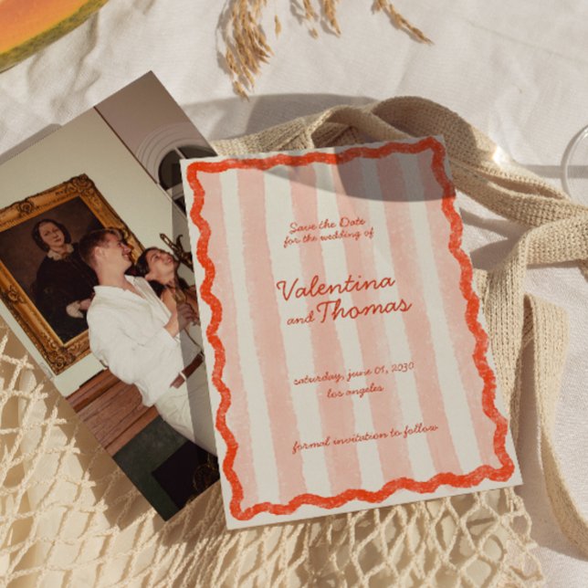 Invitation Whimsical Modern Rose & Red Wedding Enregistrer la (Créateur téléchargé)