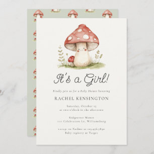 Invitation Whimsical Mushroom C'est un Baby shower de fille
