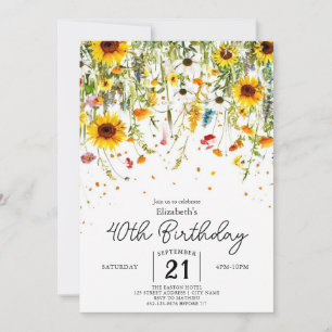 Invitation Whimsical Nature Fleurs sauvages 40e anniversaire