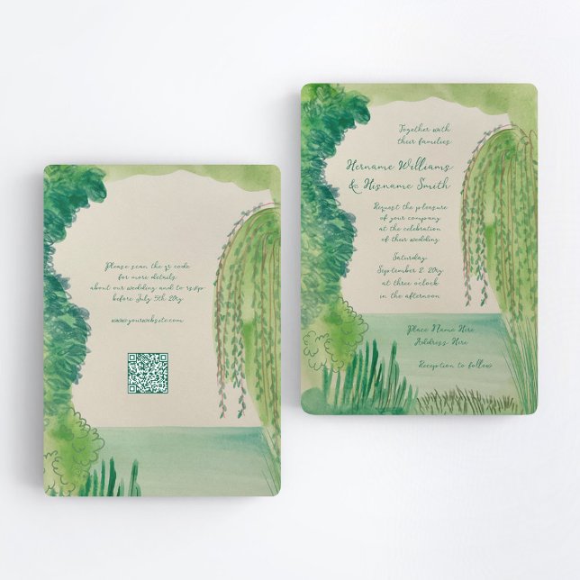 Invitation Whimsical Nature Hand Painted QR RSVP Wedding (Créateur téléchargé)