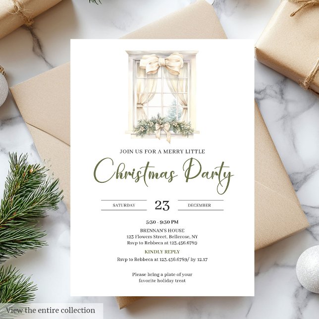 Invitation Whimsical Neutral Sage Beige Christmas Party (Whimsical Neutral Sage Beige Christmas Party)
