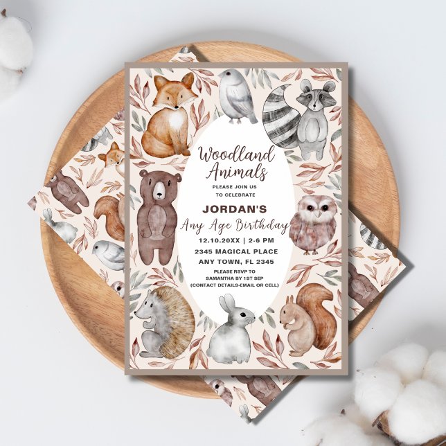 Invitation Whimsical N'importe quel âge Bois Animaux Fête d'a (Créateur téléchargé)