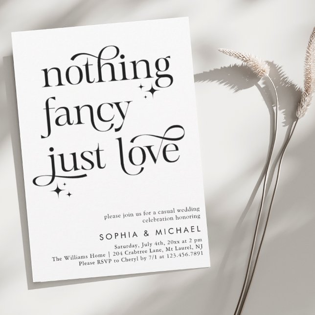 Invitation Whimsical Nothing Fancy Just Love Décontracté Mari (Créateur téléchargé)