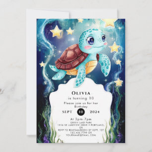 Invitation Whimsical Ocean sous-marine Tortue Anniversaire