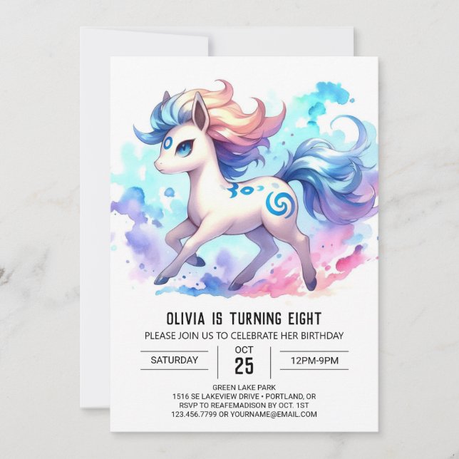 Invitation Whimsical Online Cheval Anniversaire (Devant)