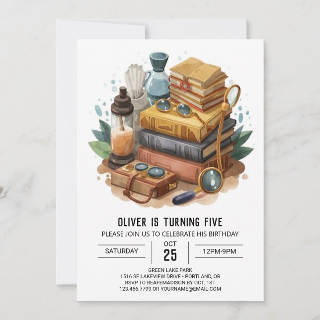 Invitation Whimsical Online Detective Anniversaire (Devant)