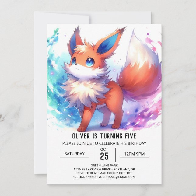 Invitation Whimsical Online Fox Anniversaire (Devant)