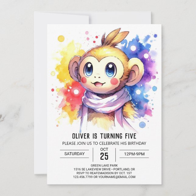 Invitation Whimsical Online Singe Anniversaire (Devant)