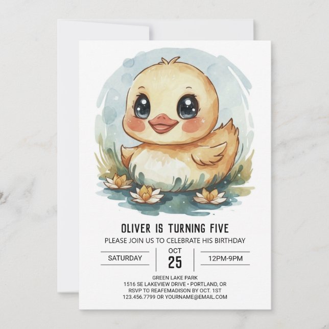 Invitation Whimsical Pastel Canard Anniversaire (Devant)