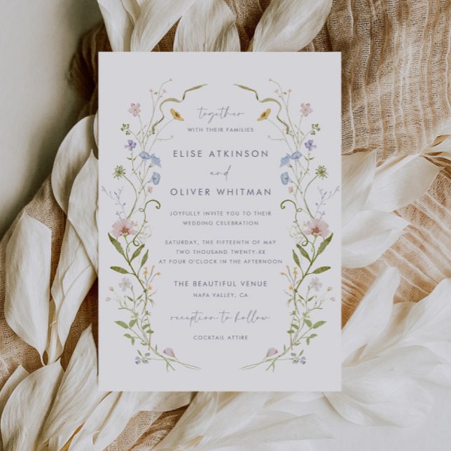 Invitation Whimsical Pastel Fleur sauvage Mariage de cadre (Créateur téléchargé)