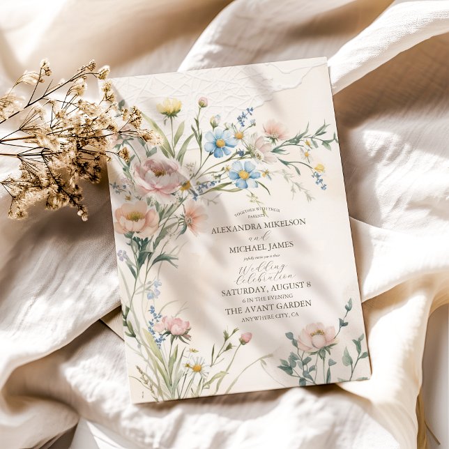 Invitation Whimsical Pastel Wildflower Wedding (Créateur téléchargé)