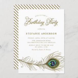 Invitation Whimsical Peacock Feather fête d'anniversaire