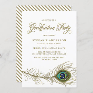 Invitation Whimsical Peacock Feather Graduation Party