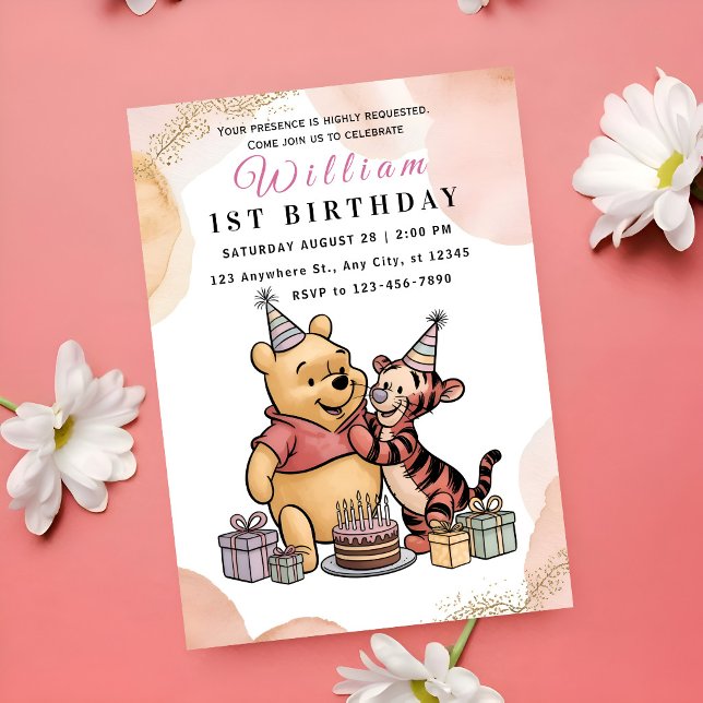 Invitation Whimsical Pooh & Friends 1st Birthday (Créateur téléchargé)