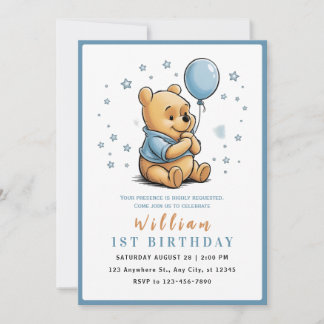 Invitation Whimsical Pooh & Friends Birthday