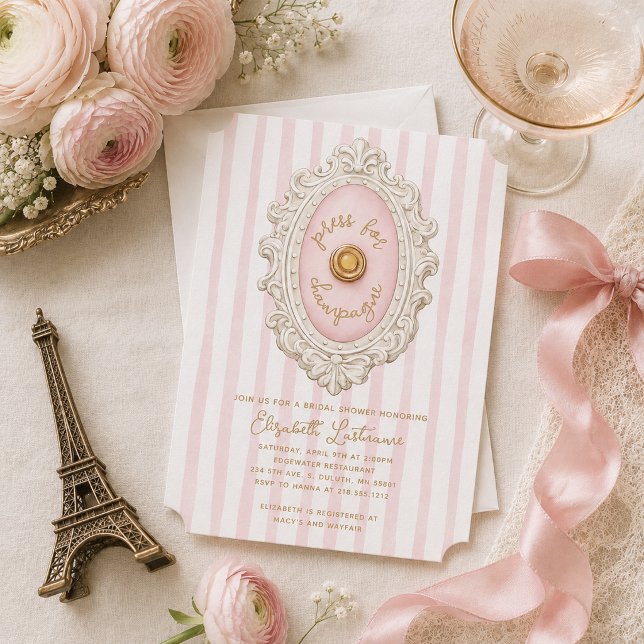 Invitation Whimsical Press pour une douche de mariée au champ (Whimsical Press for Champagne Bridal Shower Invitation)