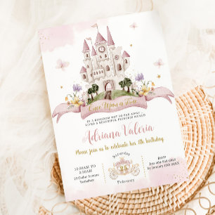 Invitation Whimsical Princess Fairytale Castle Rose Anniversa