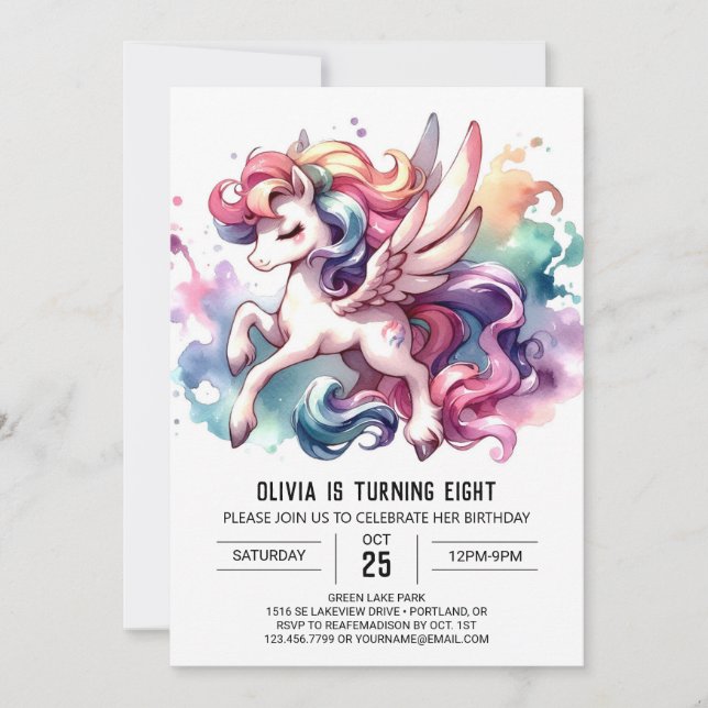 Invitation Whimsical Printable Horse Anniversaire (Devant)