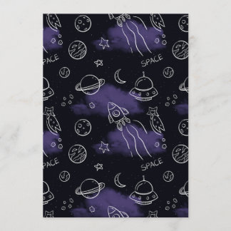 Invitation Whimsical Purple Outer Space Seamless Pattern