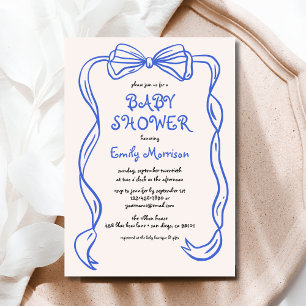Invitation Whimsical Quirky Blue Bow Boy Baby shower