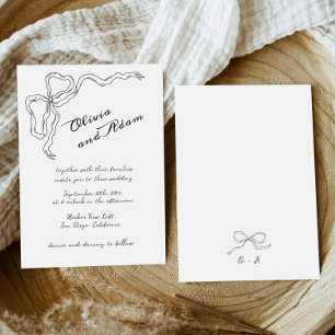 Invitation Whimsical Quirky Bow Handwriting Élégant Mariage