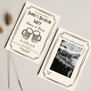 Invitation Whimsical Quirky Cheers et Bières Bachelor
