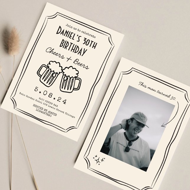 Invitation Whimsical Quirky Funky Cheers 30 e anniversaire (Créateur téléchargé)