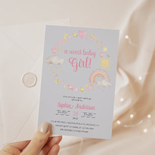 Invitation Whimsical Rainbow & Stars Baby shower C'est une fi