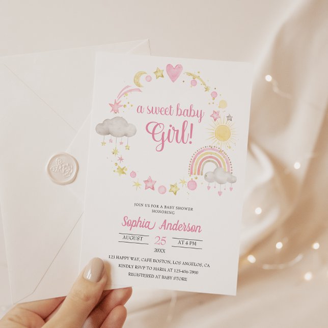 Invitation Whimsical Rainbow & Stars Baby shower C'est une fi (Créateur téléchargé)