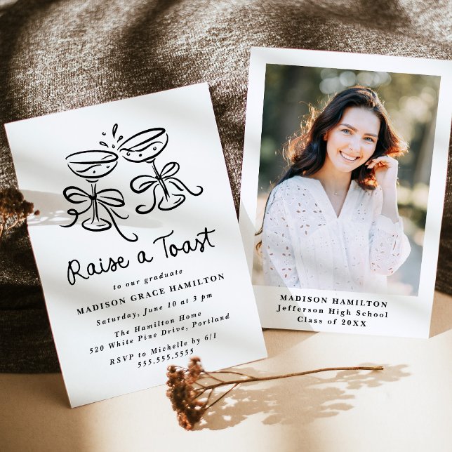 Invitation Whimsical Raise a Toast Photo Graduation Party (Créateur téléchargé)