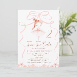 Invitation Whimsical Red Hair Ballerina Two Tu Cute Anniversa