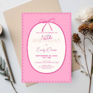 Invitation Whimsical Retro Border 16e fête d'anniversaire