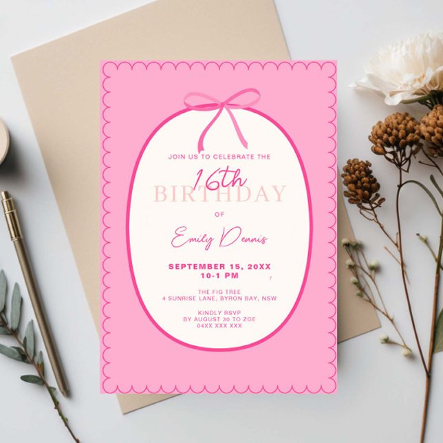 Invitation Whimsical Retro Border 16e fête d'anniversaire (Créateur téléchargé)