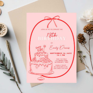 Invitation Whimsical Retro Border 18e fête d'anniversaire