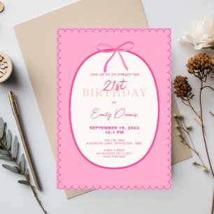 Invitation Whimsical Retro Border 21e fête d'anniversaire