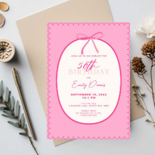 Invitation Whimsical Retro Border 50e fête d'anniversaire