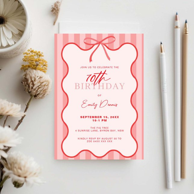 Invitation Whimsical Retro Border 70e fête d'anniversaire (Créateur téléchargé)