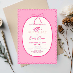 Invitation Whimsical Retro Border 70e fête d'anniversaire