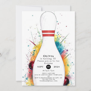 Invitation Whimsical Retro Bowling Anniversaire