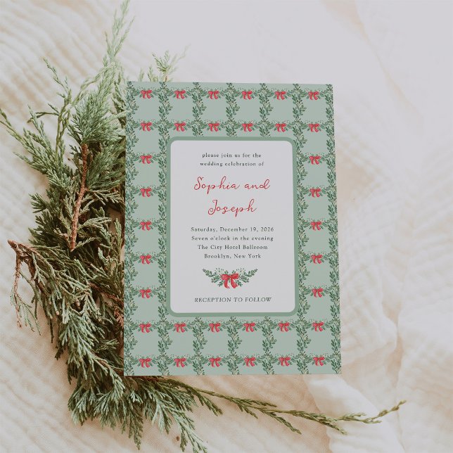 Invitation Whimsical Retro | Mariage de Noël (Créateur téléchargé)