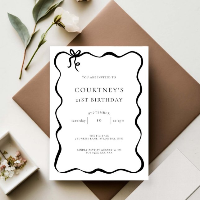 Invitation Whimsical Ribbon Bow 21st Birthday Party (Créateur téléchargé)