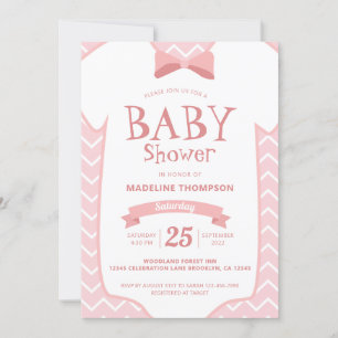 Invitation Whimsical rose blanche Cravate de bébé Baby shower