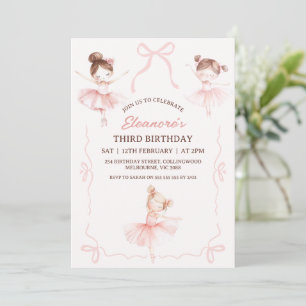 Invitation Whimsical rose Brown vaches Ballerina 3e anniversa