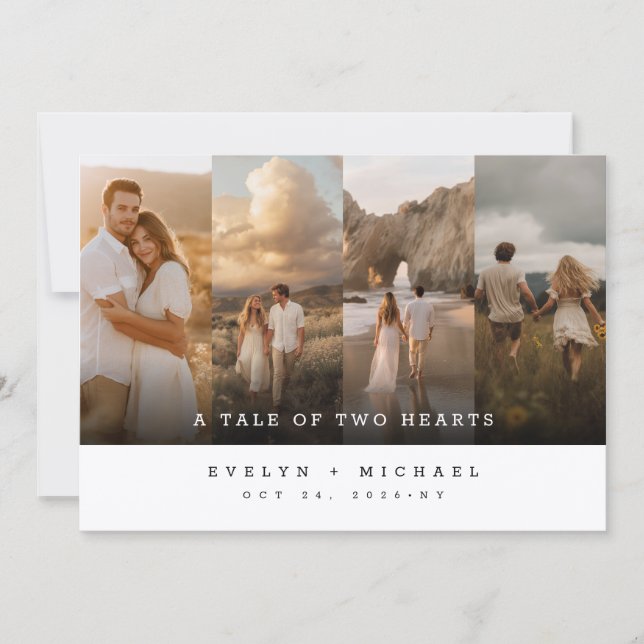 Invitation Whimsical Rustic Collage Photo Wedding (Devant)