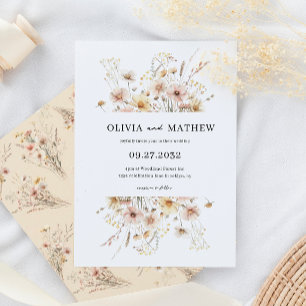 Invitation Whimsical Rustique Beige Meadow Fleur sauvage Mari
