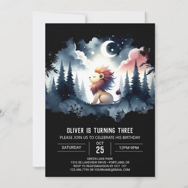Invitation Whimsical Safari Lion Anniversaire (Devant)