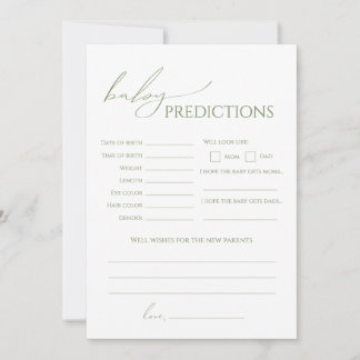 Invitation Whimsical Sage Green Baby Shower Predictions Card