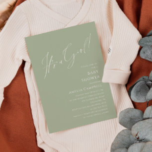 Invitation Whimsical Sage Green C'est un Baby shower de fille