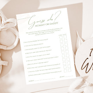 Invitation Whimsical Sage Green Devine Qui Maman Ou Papa Cart