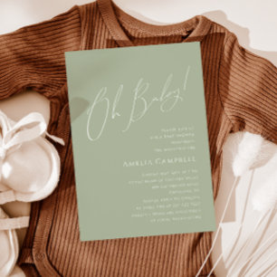 Invitation Whimsical Sage Green Oh Baby! Baby shower